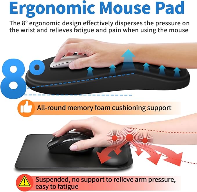 YIWEI Ergonomic Mouse Pad with Wrist Rest for Carpal Tunnel Pain Relief - Image 4