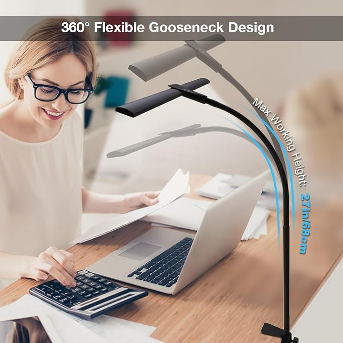 Hensam Desk Lamps for Home Office, Adjustable LED Desk Light with Clamp - Image 5