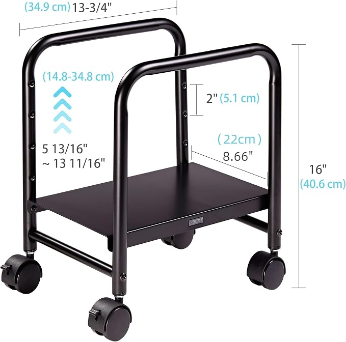 EUREKA ERGONOMIC Computer Tower Stand, Height Adjustable PC Stand for Under Desk, Mobile Rolling CPU Holer with 360° Locking Caster Wheels, Desktop Tower Cart on Floor, Desk Accessories, Steel, Black - Image 4