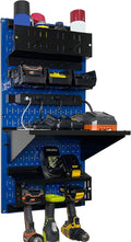 Wall Control Power Tool Storage Organizer Kit Cordless Drill Holder Charging Station Rack 16” x 32” Metal Pegboard Organization System (Blue Pegboard) by Wall+Control