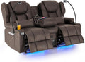 Redlife Power Loveseat Recliner Sofa with Console, Blue LED Lights by Redlife