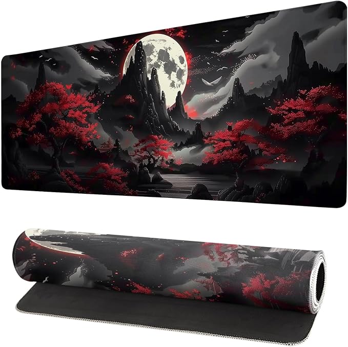 Extended Gaming Mouse Pad, Large Desk Mat XL Anime Mouse Pad Waterproof with Stitched Edges, Non-Slip Desktop Pad for Home and Office, Level Up Your 31.5x11.8 Inch (Night Canyon) by Brecoy