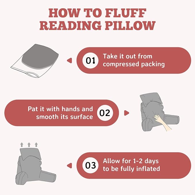 Reading Pillow for Bed,Back Pillow for Bed Sitting Up,Lumbar Support Pillow - Image 8