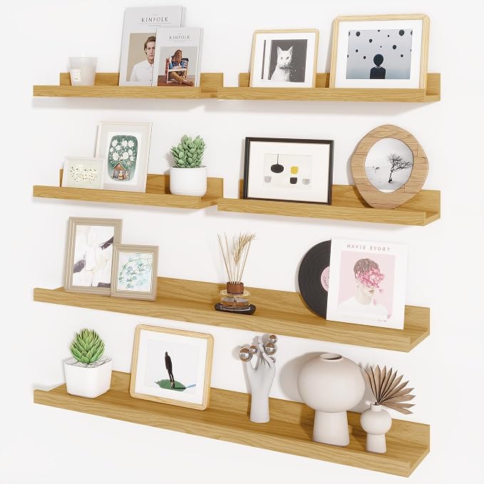 Picture Ledge Shelf, Floating Shelves for Wall Decor, Oak, Set of 6, 30'' by Axeman