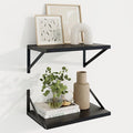 Axeman Deep Floating Shelves, 16'' x 10'' Black Wall Shelves Set of 2 by Axeman