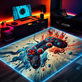 Gaming Rug RGB LED Light (3x5 Waveburst Controller) - Bedroom Gamer Rug Floor Mat Gaming Decor - Kids Room Rug Anti Slip Mat for Gamer Chair – Play Game Room Décor for Teen, Boys, Kids by DEALZOOM