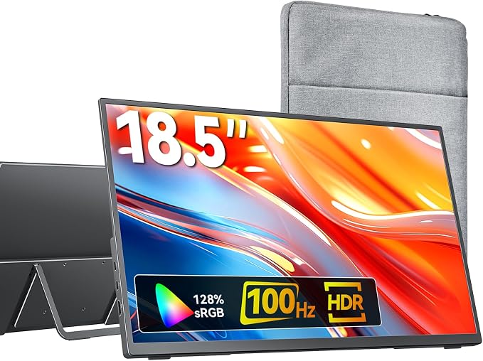 kksmart Portable Monitor for Laptop MacBook Surface PC Xbox PS5, Travel Monitor Second Screen for Laptop, HDMI USB-C VESA Compatible Built-in Speaker, 18.5 by Unknown
