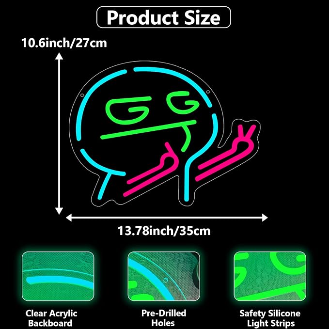 Gaming Neon Sign,Gamer Neon Signs for Game Room Decor,Good Game Neon Sign for Gaming Wall Decor,Game Victory Led Lights,GG Stickman Neon Signs for Teen Boys Room Decor Gifts,Gamer Gifts - Image 5