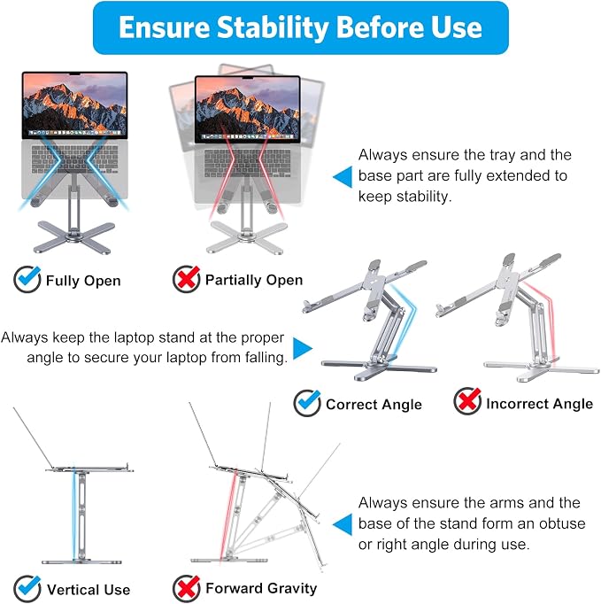 OMOTON LA10 360° Rotating Laptop Stand Riser Foldable for Desk, Space Grey | Aluminium Aolly, Tool-free Adjustable Height Angles, Collaborative Work, Easy Storage, Fits 11"-17" MacBook Pro/Air, Dell, HP - Image 6