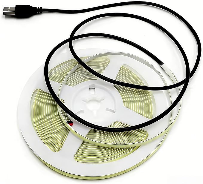 Ultra-Narrow 3mm USB COB LED Strip Lights Self-Adhesive, for Kitchen Cabinets, Bedroom, Gaming Desk (Green, 3ft) - Image 6