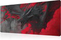Huge Dragon Mouse Pad Desk Mat XL Extended Large Gaming Desk Pad Mousepad, Red and Black Computer Laptop Keyboard and Mouse Mat, Desktop Protector Mat for Office and Home 31.5x11.8 in by Unknown