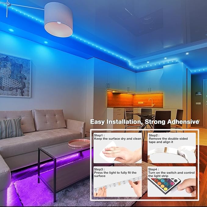 dalattin Led Lights for Bedroom 400ft, Smart Led Strip Lights with App Control Remote, RGB LED Light Strips, 24V Led Strip Lights for Room and Holiday Decoration(4 Rolls of 100ft) - Image 6