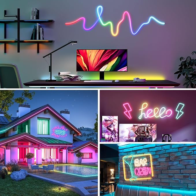 BTF-LIGHTING 9.8FT WS2812B IC RGB Addressable Neon Rope Strip Kit IP67 DC5V - Image 2