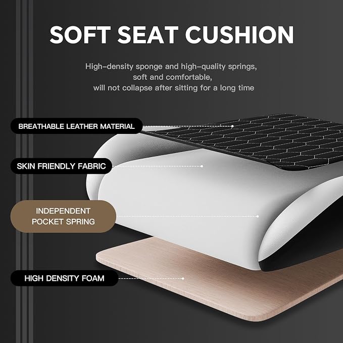 Gaming Chair with Footrest, High Back Gaming Chairs PVC Leather Ergonomic Gamer Chair with Adjustable Headrest Lumbar Support Racing Style Video Gaming Chair for Office/Home (Black White) - Image 7