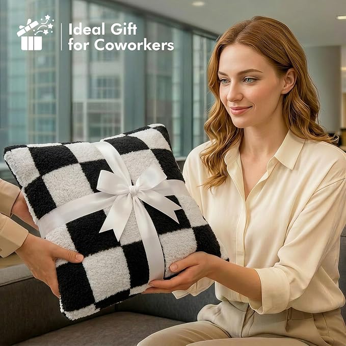 The Chair Blanket for Office,3-in-1(Chair Blanket/Seat Cushion/Pillow) Stay-in-Place Office Blankets for Women Work,Warm Smooth Velvet & Shed-Free,Size M-Black - Image 8