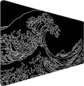 TEDNETGO Extra Large Mouse Pad, Gaming Mouse Pad, Waterproof Extra Large Mousepad with Stitched Edges, Non-Slip Base Keyboard Pad for Gamer, Office & Home, 31.5 x 15.8, Sea Wave by TEDNETGO