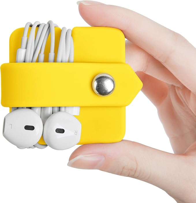 Cord Organizer Tangle-Free Earphone Organizer Headphone Earphone Cable Organizer Cord Wrap Winder Earbuds Wrap Winder Cord Manager Cable Winder(Blue&Yellow, Set of 2) - Image 2