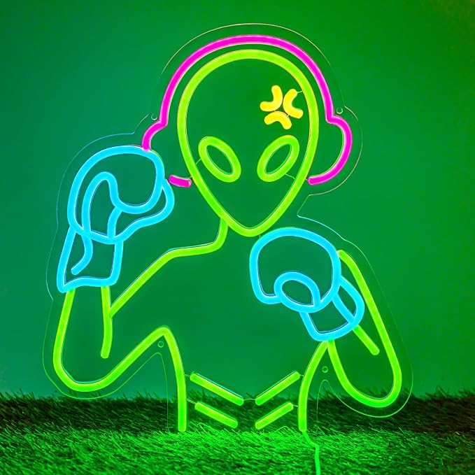 Alien Neon Signs Lights for Wall Decor, Boxing Neon LED Sign for Room and Man Cave Decor, Dimmable Powered LED Signs for Bedroom, Man Cave Party, Birthday Christmas Gift (Boxing Multicolor) by Tailedi