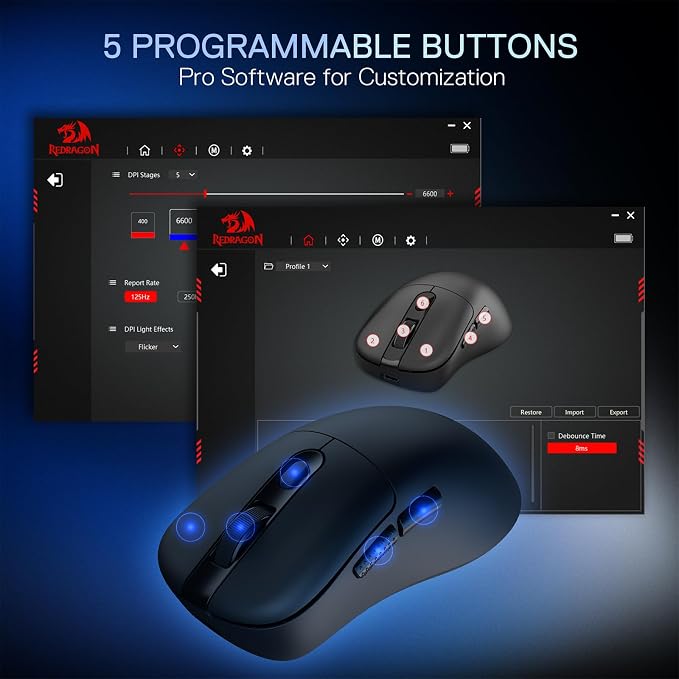 Redragon M998 Wireless Optical Gaming Mouse 24000 DPI Remapping Keys - Image 6