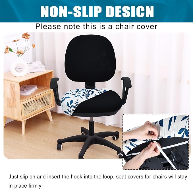 Smiry Stretch Printed Office Computer Desk Chair Seat Covers | Stretch Fit, Soft Fabric Universal Rotating Chair Cover, Washable Removable, Anti-Dust Seat Cushion Protector - Image 3