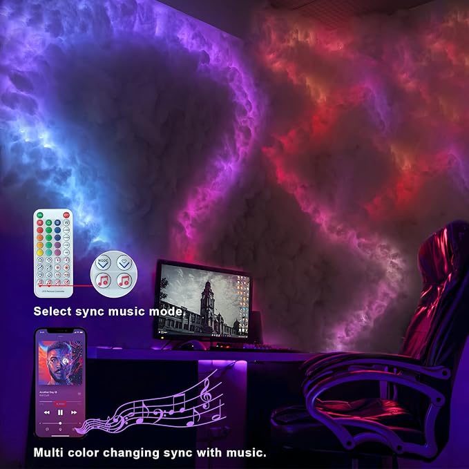 Cloud Light Thundercloud LED - 3D Cotton with RGB Music Sync - Image 2