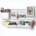 Keepo Peg Board Wall Organizer – Plastic Pegboard Panels, Modular Peg Board Storage System For Home Office, Craft Room, Gaming Setup (White, 22″×11″) by Keepo