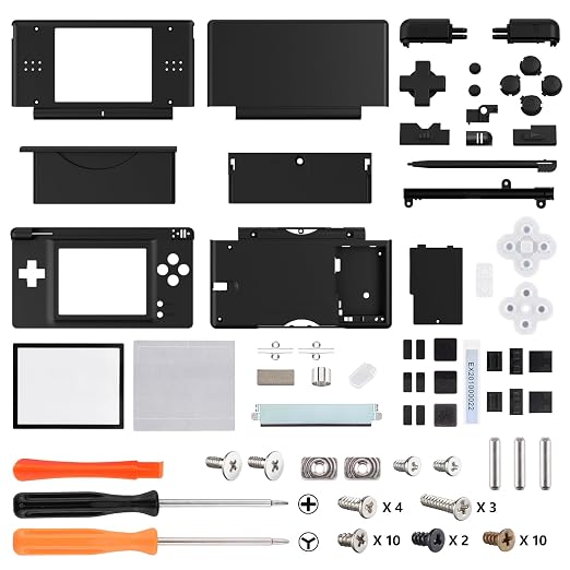 eXtremeRate Black Replacement Full Housing Shell for Nintendo DS Lite, Custom Handheld Console Case Cover with Buttons, Screen Lens for Nintendo DS Lite NDSL - Console NOT Included - Image 2