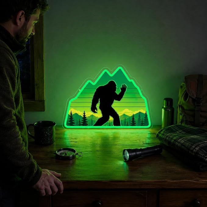 Bigfoot Neon Sign Green LED Sasquatch Neon Sign Forest Nature Room Decor - Image 3