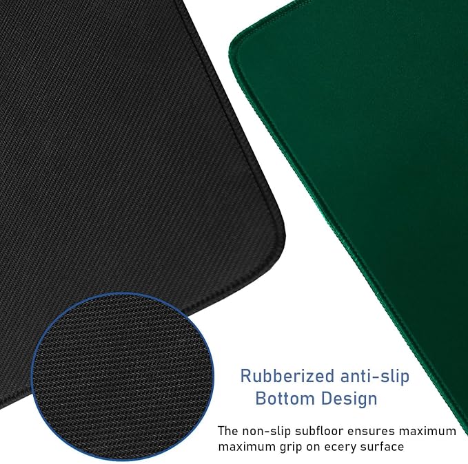 Gaming Mouse Pad with Stitched Edges, Durable Non-Slip Natural Rubber Base, Waterproof Computer Keyboard Pad Mat for Esports Pros/Gamer/Desktop/Office/Home - Green - Image 3