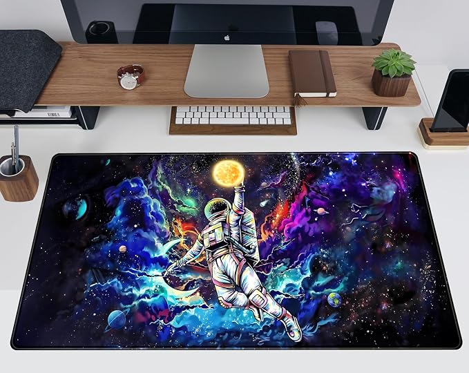 Astronaut Desk Space Mouse Pad for Boys - Galaxy Gaming Mouse Pad, 31.5x15.7in, Stitched Edges - Image 5