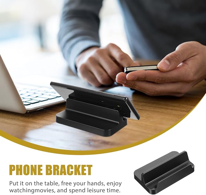 Portable Phone Stand and Game Console Holder, Black Multi-Function Desktop Rack for Home Use, Compact Phone Support for Cellphones and Handheld Gaming Devices - Image 7