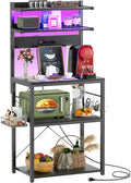 Aheaplus Bakers Rack with Power Outlet & RGB LED, 5-Tiers Coffee Bar Table by Aheaplus