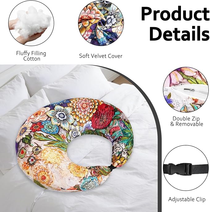 Crafting Pillow for Crocheting, Crochet Pillow for Lap Support, 12 Fun Print Styles, Ergonomic Arm Support, For Bed, Floor, Chair Comfort, Pain Relief and Fatigue for Gaming and Woking (Flower) - Image 7