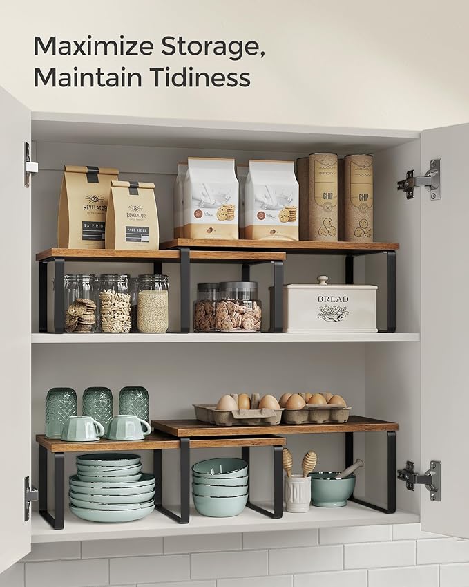 SONGMICS Cabinet Organizer Shelf, Set of 2 Spice Rack, Kitchen Storage - Image 5