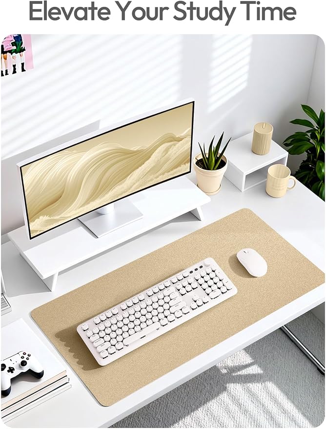 YSAGi Leather Desk Pad Protector, Office Desk Mat, Large Mouse Pad, Non-Slip PU Leather Desk Blotter, Laptop Desk Pad, Waterproof Desk Writing Pad for Office and Home (Gold, 23.6" x 13.8") - Image 6