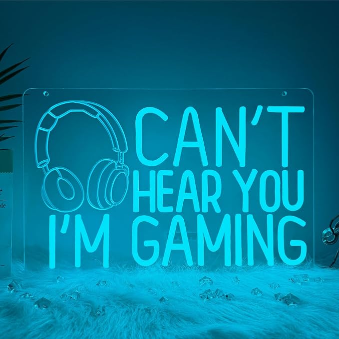 Gaming Neon Sign,Can't Hear You I'm Gaming Neon Signs for Game Room Decor,Led Headset Gamer Neon Sign for Gaming Wall Decor,Teenage Boys Gifts,Gamer Gifts by Unknown