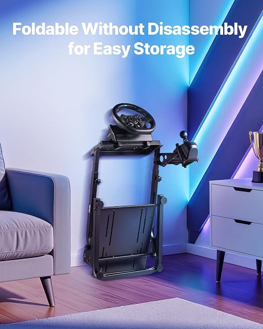 VEVOR Racing Wheel Stand, Adjustable & Foldable Simulator Stand for Logitech G29 G27 G920 G923, Thrustmaster T300RS T300GT T248 TS-PC TSXW Gaming Cockpit,Pedals Simulator NOT Included - Image 6