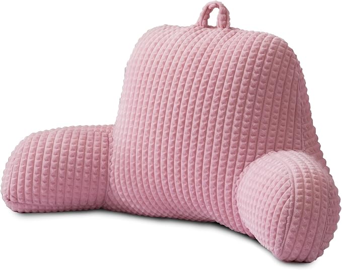A Nice Night Pink 18.5" Bed Wedge Reading Pillows with Arms for Sitting by ANICENIGHT