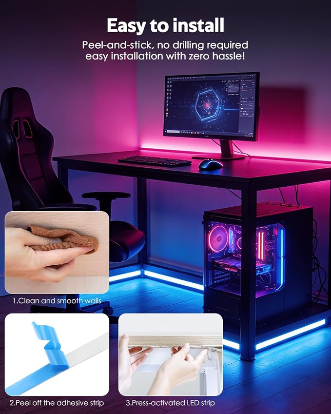 Bluetooth USB RGB COB LED Strip Lights 5V with Remote Control 6.56FT/2M Music Sync Color Changing TV Backlight for Bedroom 576LED/M Multicolor Flexible Self-Adhesive Under Cabinet Tape Lights - Image 6