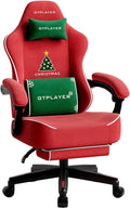 GTPLAYER Gaming Chair, Video Game Chairs with Footrest, PC Gamer Chairs for Adults - Padded High Back Ergonomic Reclining Silla Gamer, Linkage Armrest, Ace Pro, Christmas (Velvet) by GTPLAYER