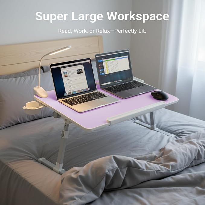 iXTRA Adjustable Laptop Lap Desk with Cooling Fan USB Light for Adults - Image 7