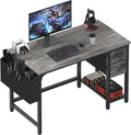 Lufeiya Computer Desk with Fabric Drawers, 40 Inch Gaming Desk for Small Space Home Office, Modern Simple Study Writing Table PC Desks for Bedroom, Gray by LUFEIYA