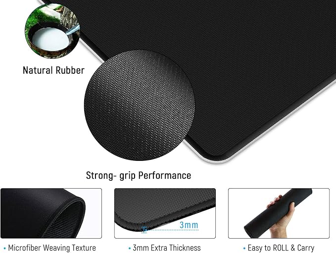 JIALONG White Topographic Large Gaming Mouse Pad, XXL Mousepad, Big Mouse Mat Desk Pad for Keyboard and Mouse, Gaming Computer Laptop PC Desk Office Accessories - Image 4