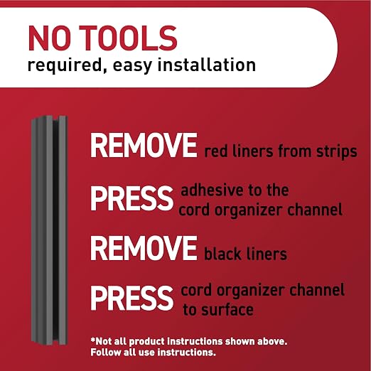 Command Cord Organizer Channel, Black, 1 Channel, 8 Large Strips - Image 7