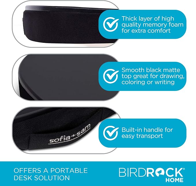 BIRDROCK HOME Oversized Lap Desk with Memory Foam Cushion, Wrist Rest, Portable Tray for Bed, Couch, Sofa, Recliner, Writing, Study, Compact Lapdesk, Ideal for WFH, Matte Black, Fits Laptops Up to 17" - Image 4