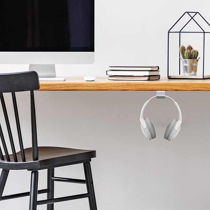 Kanto HH Universal Under Desk Headphone Hook - White - Solid Steel Construction - Mount using 3M adhesive or 2 included screws - Image 7