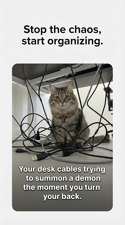 314 Piece Cord Organizer & Cable Management Set, All in One Desk and TV Cable Management Kit with Clips, Sleeves, Ties, Mounts for Home Office Perfect Tech Organizer Scissors & Travel Case Included - Image 8