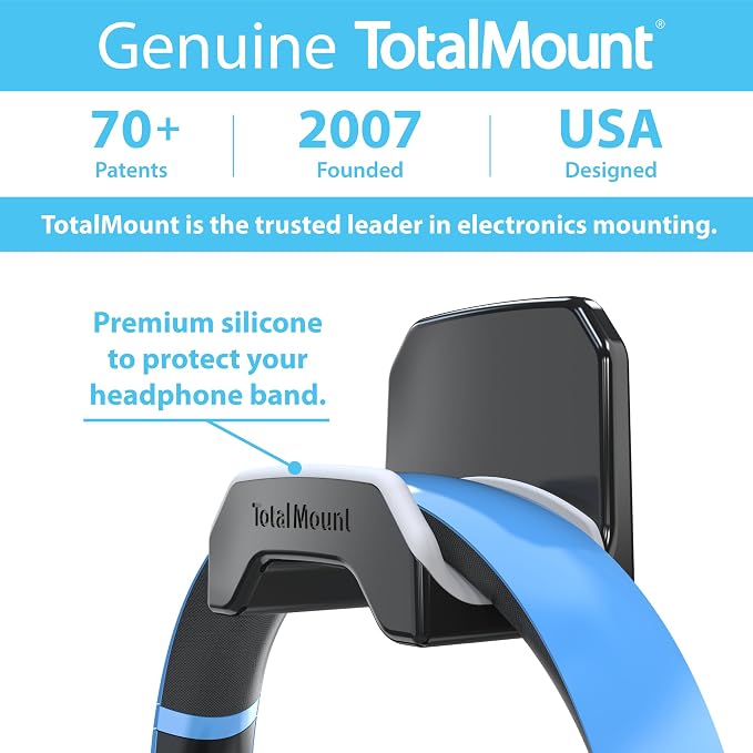 TotalMount Gaming Headset Hanger – Removable Adhesive Strips (Black) - Image 6