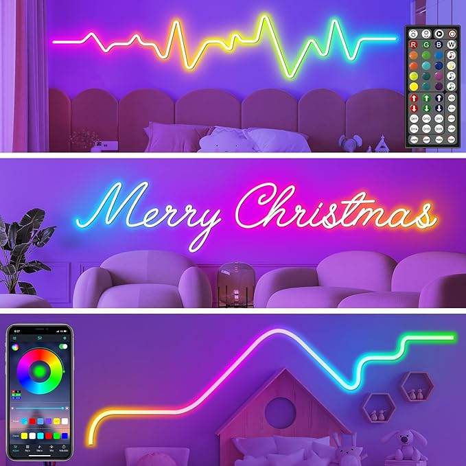 AILBTON 150Ft Neon Rope Lights,Flexible Led Rope Lights Control with App/Remote,Multiple Modes Music Sync Gaming RGB Led Neon Lights for Bedroom Outdoor - Image 4