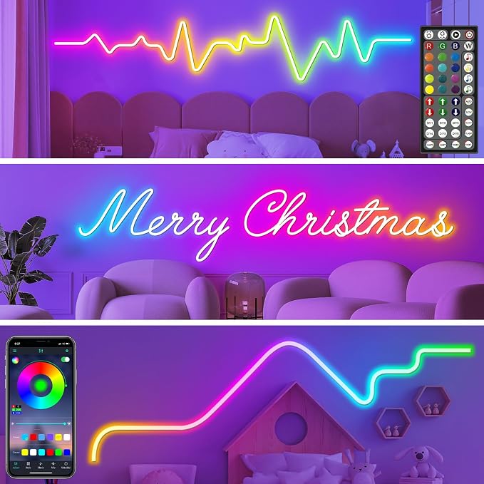 AILBTON 32.8Ft Neon Rope Lights,Flexible Led Rope Lights Control with App/Remote,Multiple Modes Music Sync Gaming RGB Led Neon Lights for Bedroom Outdoor - Image 4